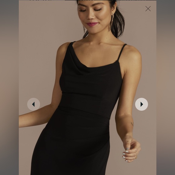 asymmetrical cowl neck jersey sheath dress - Picture 3 of 6